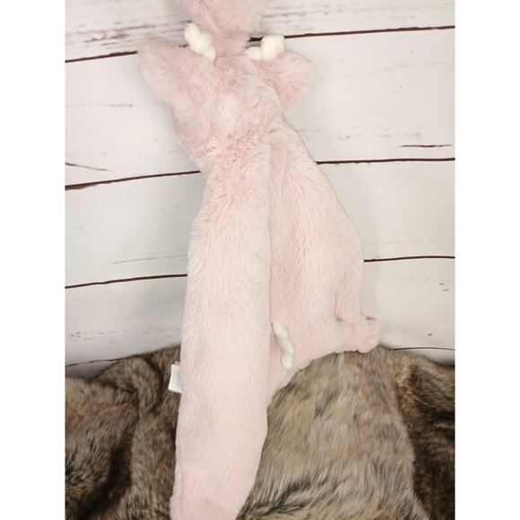 Little Giraffe Faux Fur Pink Giraffe Lovey Rattle Teether Security Blanket - Picture 4 of 7